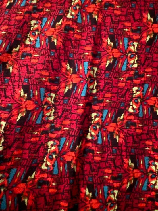 LuLaRoe Red Multi-Color Raglan Randy Tee - Picture 2 of 4